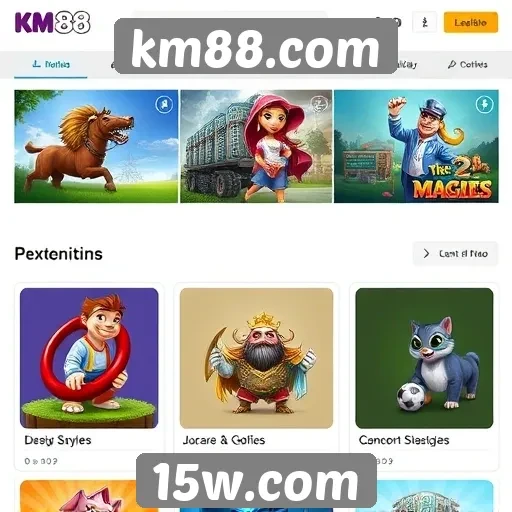 Exploração da biblioteca de jogos no km88.com